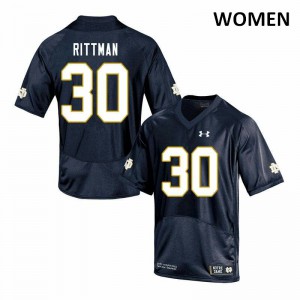 Women University of Notre Dame #30 Jake Rittman Navy Game NCAA Jersey 650227-353