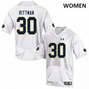 Womens Notre Dame #30 Jake Rittman White Game Football Jerseys 928165-315