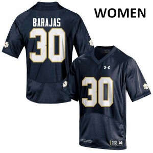 Women's University of Notre Dame #30 Josh Barajas Navy Blue Game Football Jerseys 805101-988