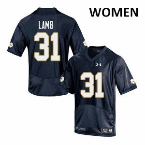 Women University of Notre Dame #31 Jack Lamb Navy Game Stitched Jersey 391622-747