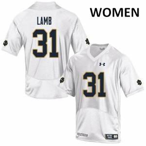 Womens University of Notre Dame #31 Jack Lamb White Game NCAA Jerseys 974103-694