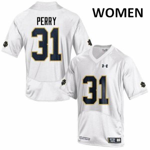 Women's Fighting Irish #31 Spencer Perry White Game Stitch Jerseys 276470-808