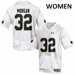 Womens Notre Dame #32 D.J. Morgan White Game Stitched Jerseys 366705-675