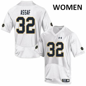 Women's University of Notre Dame #32 Mick Assaf White Game NCAA Jerseys 195719-340