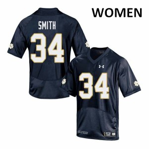 Women's Notre Dame Fighting Irish #34 Jahmir Smith Navy Game Embroidery Jerseys 397765-472