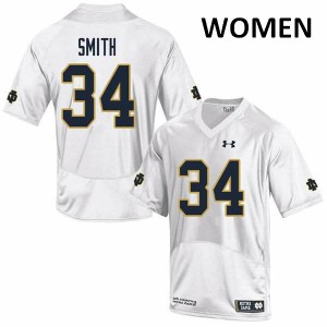 Women's University of Notre Dame #34 Jahmir Smith White Game Stitch Jerseys 935393-587