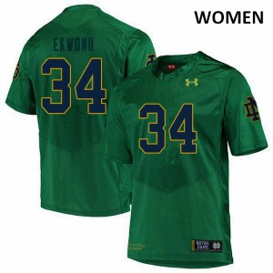 Women Notre Dame #34 Osita Ekwonu Green Game Embroidery Jersey 450468-744