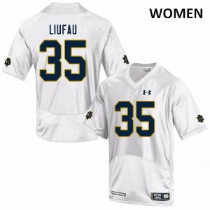 Womens Notre Dame #35 Marist Liufau White Game NCAA Jersey 585042-831