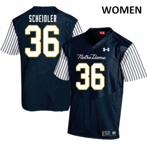 Women UND #36 Eddie Scheidler Navy Blue Alternate Game Football Jerseys 341951-437