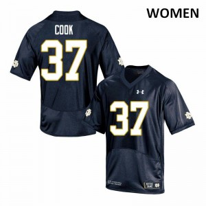 Women's University of Notre Dame #37 Henry Cook Navy Game Player Jersey 460702-731