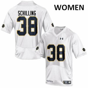 Womens Notre Dame Fighting Irish #38 Christopher Schilling White Game Embroidery Jersey 652043-877