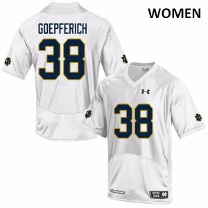 Women Notre Dame #38 Dawson Goepferich White Game University Jerseys 311251-238