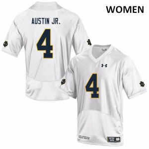 Women's Notre Dame Fighting Irish #4 Kevin Austin Jr. White Game Embroidery Jerseys 957303-291
