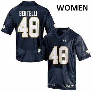 Womens Notre Dame #48 Angelo Bertelli Navy Blue Game Stitched Jersey 964835-632