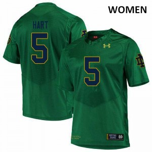 Women Fighting Irish #5 Cam Hart Green Game Football Jerseys 493270-779
