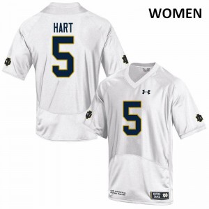 Women's Notre Dame Fighting Irish #5 Cam Hart White Game Football Jersey 526154-497