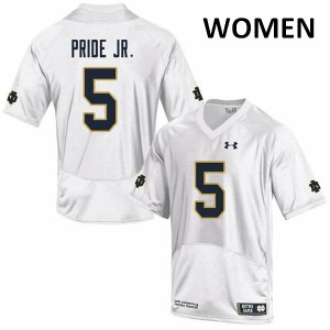 Womens Irish #5 Troy Pride Jr. White Game College Jersey 473613-859