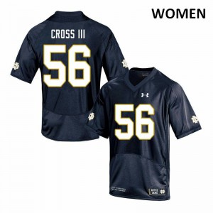 Women University of Notre Dame #56 Howard Cross III Navy Game Stitched Jersey 273701-597