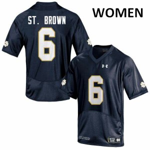 Women Notre Dame #6 Equanimeous St. Brown Navy Blue Game Stitched Jerseys 366348-367