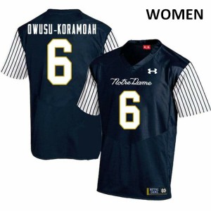 Women University of Notre Dame #6 Jeremiah Owusu-Koramoah Navy Blue Alternate Game Stitched Jersey 567222-451