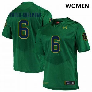 Women's Notre Dame #6 Jeremiah Owusu-Koramoah Green Game Alumni Jerseys 410296-881