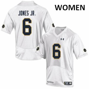 Womens Irish #6 Tony Jones Jr. White Game NCAA Jerseys 410302-228