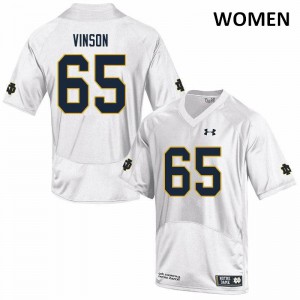 Womens University of Notre Dame #65 Michael Vinson White Game College Jersey 708727-561