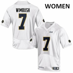 Women UND #7 Brandon Wimbush White Game Official Jersey 250116-691
