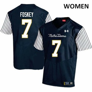 Womens UND #7 Isaiah Foskey Navy Blue Alternate Game College Jersey 458825-477