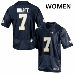 Women University of Notre Dame #7 John Huarte Navy Blue Game Player Jerseys 810748-436