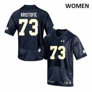 Women's University of Notre Dame #73 Andrew Kristofic Navy Game Embroidery Jerseys 740970-760