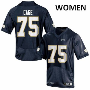 Womens University of Notre Dame #75 Daniel Cage Navy Blue Game University Jerseys 781544-988
