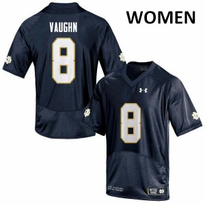 Women's University of Notre Dame #8 Donte Vaughn Navy Game Football Jersey 804884-458