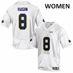 Womens Notre Dame #8 Donte Vaughn White Game Stitched Jersey 370225-351