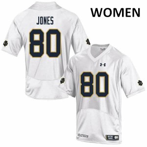Women University of Notre Dame #80 Micah Jones White Game Stitch Jersey 986446-434
