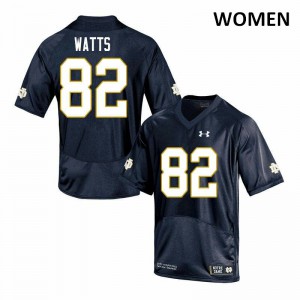 Women University of Notre Dame #82 Xavier Watts Navy Game Player Jersey 975318-902