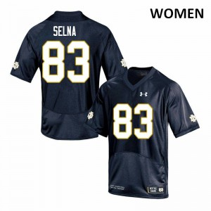 Women's UND #83 Charlie Selna Navy Game Stitched Jersey 358906-508