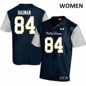 Women Notre Dame #84 Kevin Bauman Navy Blue Alternate Game NCAA Jerseys 475878-216
