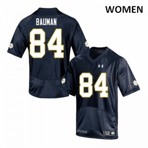 Womens Notre Dame #84 Kevin Bauman Navy Game Stitched Jerseys 894077-938