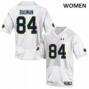 Womens Irish #84 Kevin Bauman White Game Football Jerseys 649613-748