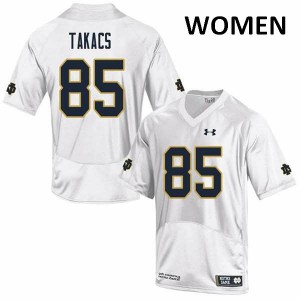 Womens University of Notre Dame #85 George Takacs White Game Stitched Jersey 955238-923