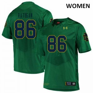 Womens University of Notre Dame #86 Conor Ratigan Green Game Stitch Jersey 228864-648