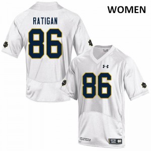 Women's Notre Dame Fighting Irish #86 Conor Ratigan White Game Player Jerseys 482907-203