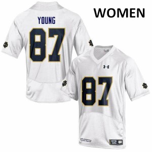 Women's Notre Dame #87 Michael Young White Game High School Jersey 544568-115