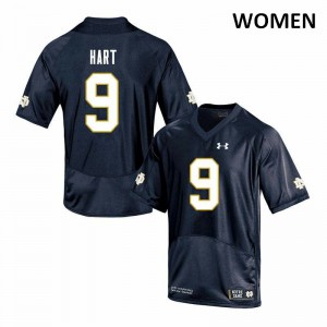 Women's University of Notre Dame #9 Cam Hart Navy Game Football Jersey 569107-157