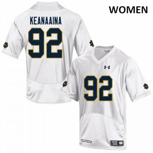 Women's Notre Dame Fighting Irish #92 Aidan Keanaaina White Game Official Jersey 140312-496