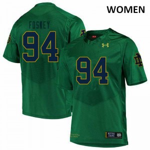 Women University of Notre Dame #94 Isaiah Foskey Green Game Official Jersey 424157-335