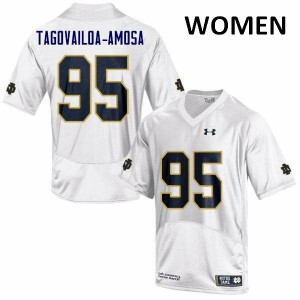 Women's Fighting Irish #95 Myron Tagovailoa-Amosa White Game University Jerseys 807906-524