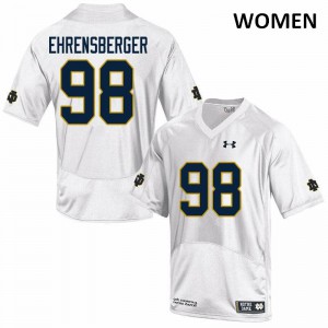 Womens Notre Dame #98 Alexander Ehrensberger White Game High School Jersey 942189-161
