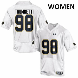 Women's University of Notre Dame #98 Andrew Trumbetti White Game Football Jersey 397064-362